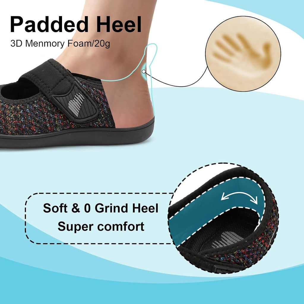 BARERUN Womens Barefoot Walking Shoes Adjustable Wide Diabetic Shoes Breathable Zero Drop Sneakers for Wide Width Arthritis Edema Feet Nursing Shoe Indoor Outdoor