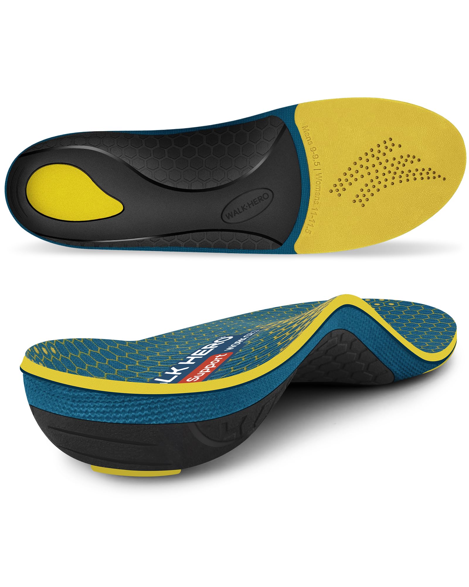 WalkHero Plantar Fasciitis Relief Insoles, High Arch Support & Max Cushion | Work Orthotic Shoe Insoles Relieve Foot Fatigue during All-Day Standing, Ideal for Work Boots