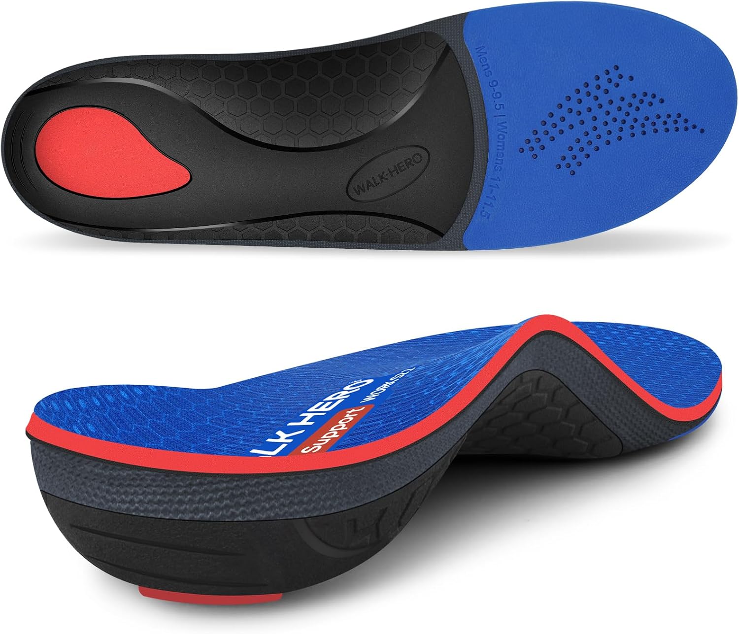 WalkHero Plantar Fasciitis Relief Insoles, High Arch Support & Max Cushion | Work Orthotic Shoe Insoles Relieve Foot Fatigue during All-Day Standing, Ideal for Work Boots