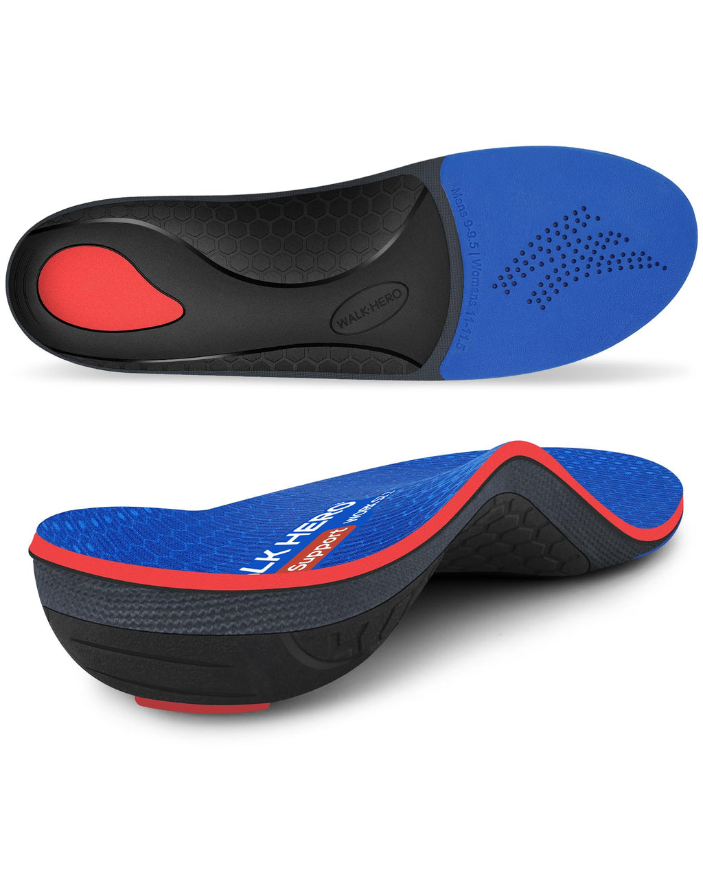 WalkHero Plantar Fasciitis Relief Insoles, High Arch Support & Max Cushion | Work Orthotic Shoe Insoles Relieve Foot Fatigue during All-Day Standing, Ideal for Work Boots